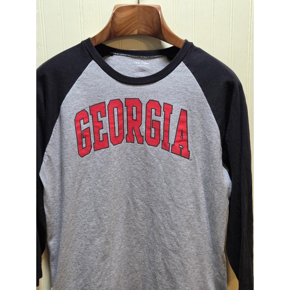 Georgia Bulldogs Shirt Boys‎ Medium Gray Black NCAA Football Pro Edge 3/4 Sleeve